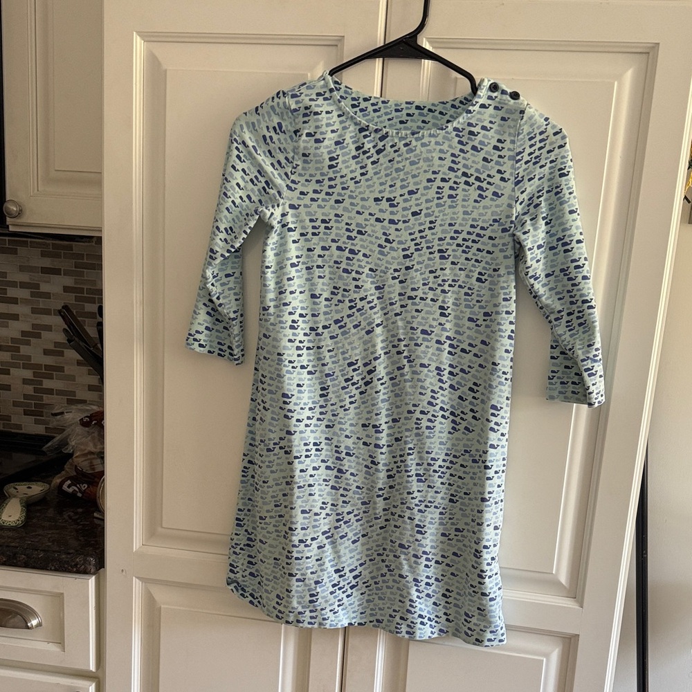 Vineyard Vines Light Blue and Navy Kids Dress